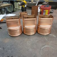 Rectangular Copper Downspout to 4" Round Drain Transitions