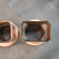 Rectangular Copper Downspout to 4" Round Drain Transitions