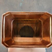 20220814_183510 Brasstonian AutoClears with Standard Rod Packs Leaf Debris Diverter Filter Screens Cleanouts for 4" by 3" Rectangular Copper Downspouts