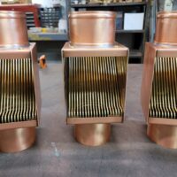 Brasstonian AutoClears with Standard Rod Packs Leaf and Debris Diverter Filter Screens Cleanouts for 4" Smooth Round Copper Downspouts