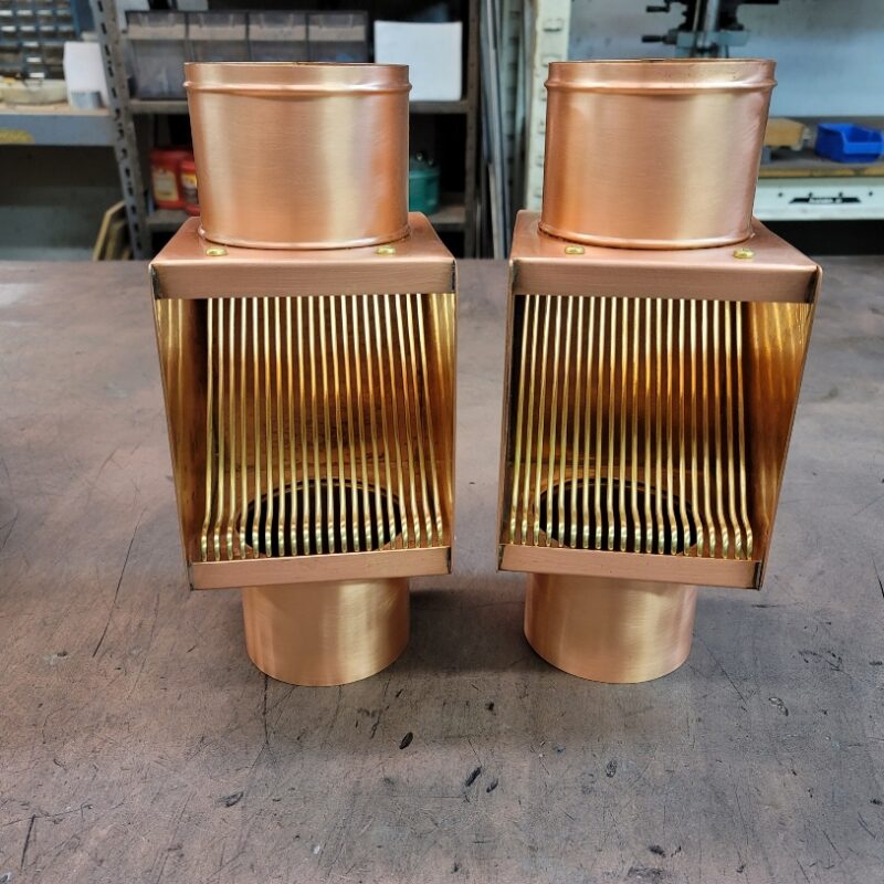 Brasstonian AutoClears with Standard Rod Packs Leaf Debris Diverter Filter Screens for 4" Round Copper Downspouts