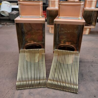 Copper AutoClear Leaf and Debris Diverters Filters Cleanouts for 4 Inch by 3 Inch Rectangular Downspouts