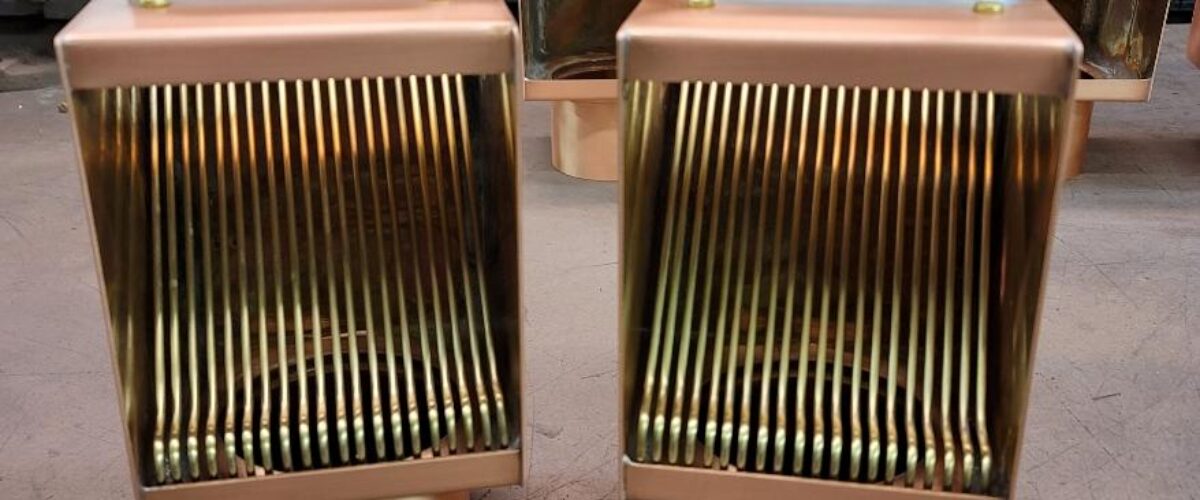 Copper AutoClear Leaf and Debris Diverters Filters Cleanouts for 4 Inch by 3 Inch Rectangular Downspouts