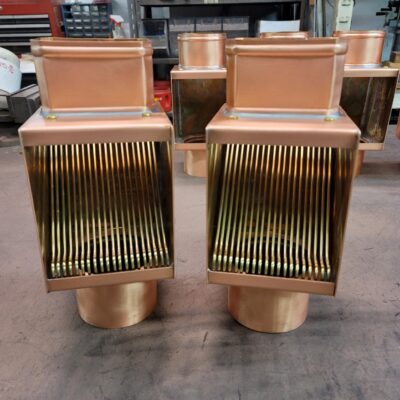 Copper AutoClear Leaf and Debris Diverters Filters Cleanouts for 4 Inch by 3 Inch Rectangular Downspouts