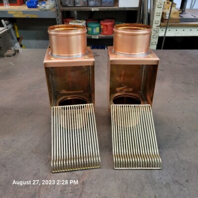 Copper AutoClear Leaf and Debris Diverters Filters Cleanouts for 4 Inch Round Downspouts