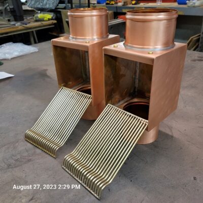 Copper AutoClear Leaf and Debris Diverters Filters Cleanouts for 4 Inch Round Downspouts