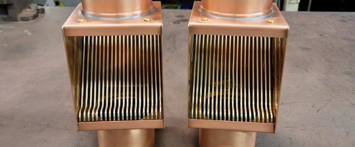 Copper AutoClear Leaf and Debris Diverters Filters Cleanouts for 4 Inch Round Downspouts