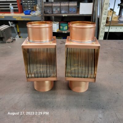 Copper AutoClear Leaf and Debris Diverters Filters Cleanouts for 4 Inch Round Downspouts