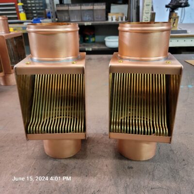 Copper AutoClear Leaf and Debris Diverters Filters Cleanouts for 4 Inch Round Downspouts