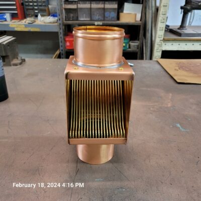 Copper AutoClear Leaf and Debris Diverters Filters Cleanouts for 4 Inch Round Downspouts