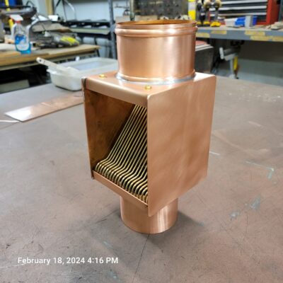 Copper AutoClear Leaf and Debris Diverters Filters Cleanouts for 4 Inch Round Downspouts